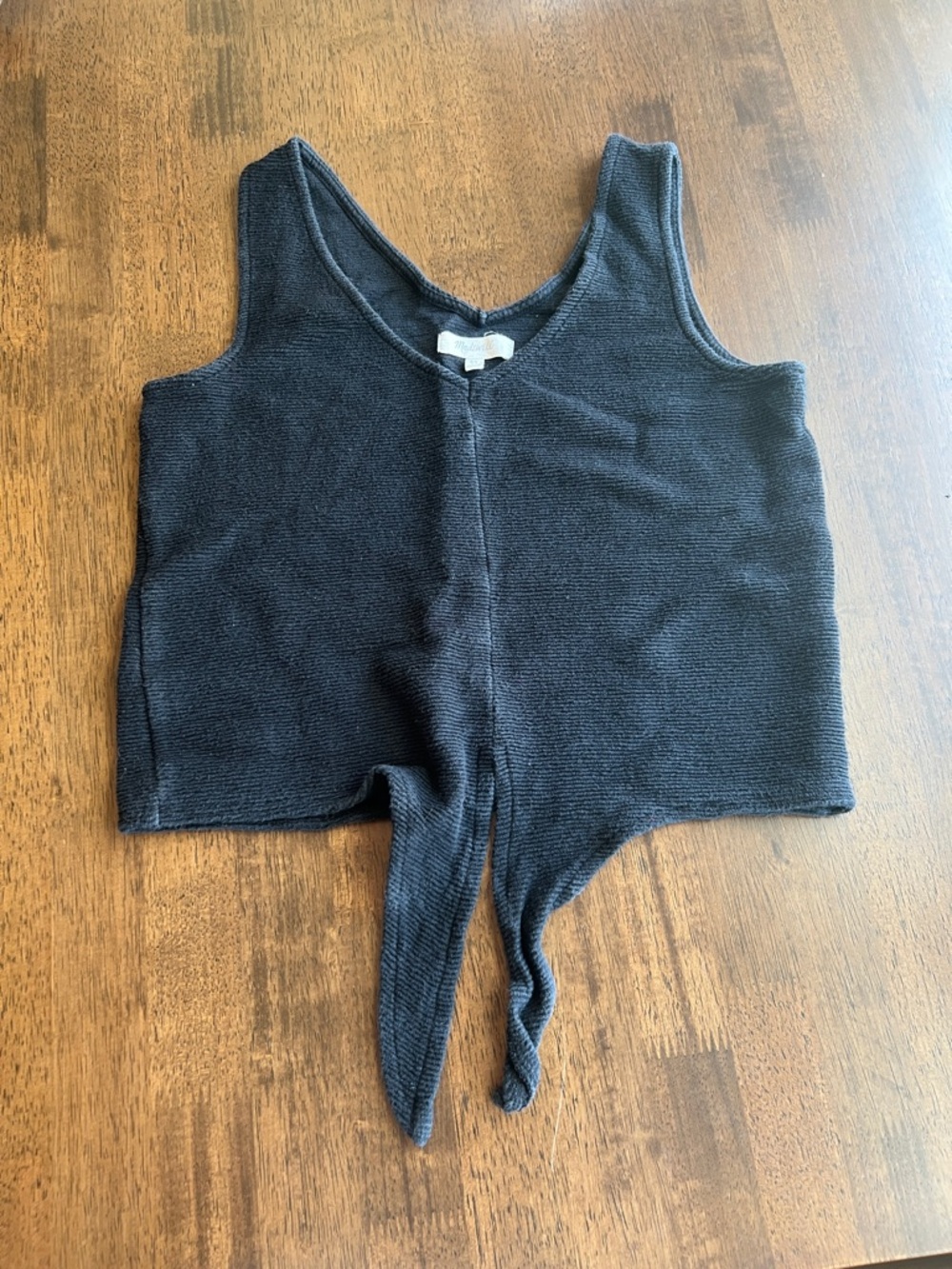 Madewell Black Sleeveless Tie-Front Tank Top